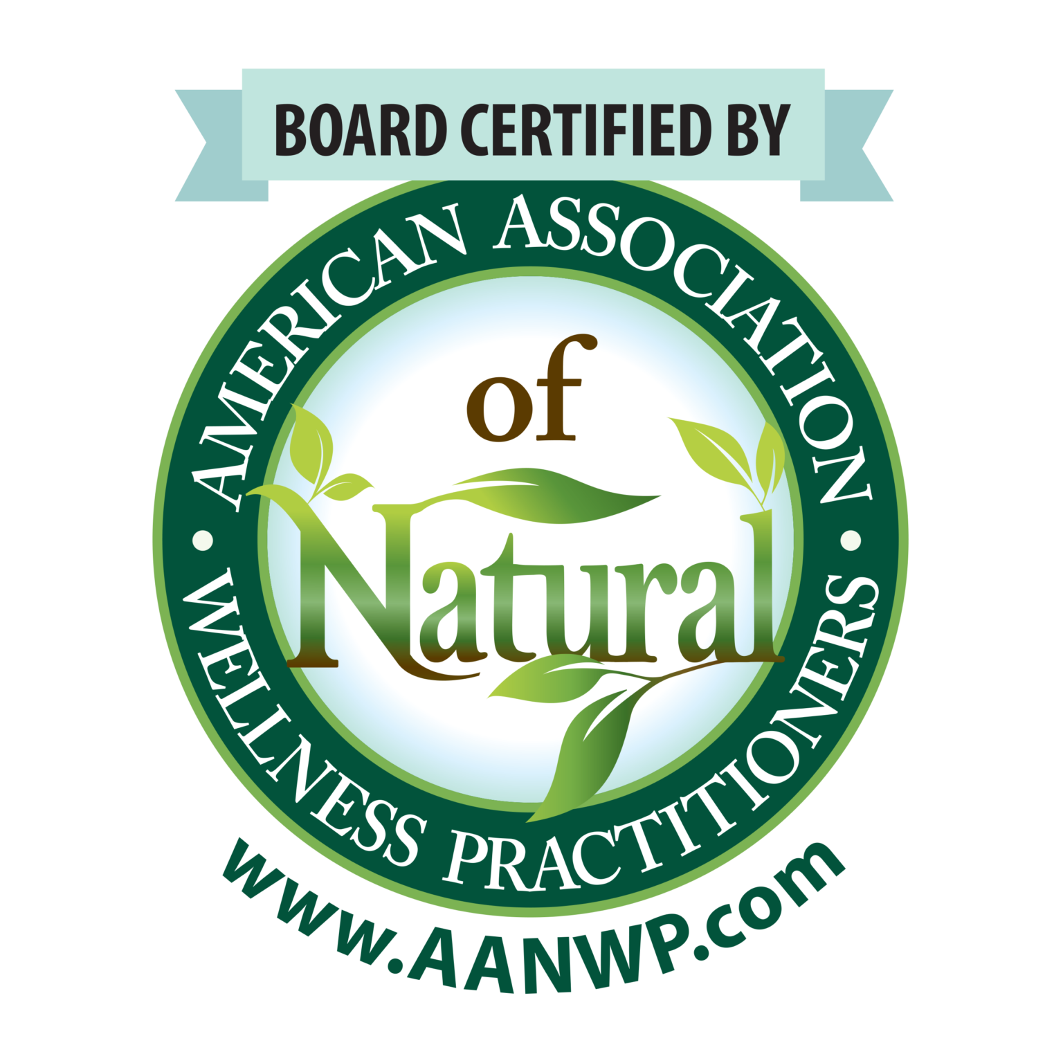 Board Certified Natural Wellness Practitioner seal from the American Association of Natural Wellness Practitioners